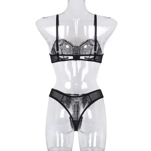 ❤️ NEW sexy transparent embroidery lingerie set - Picture 10 of 11